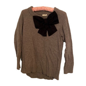 Kate Spade New York Live Colorfully 100% Wool Neutral Bow Sweater